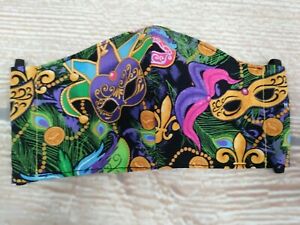 Mardi Gras Masks Cotton Calico Fabric